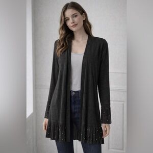 Chico's Charcoal Open-Front Cardigan